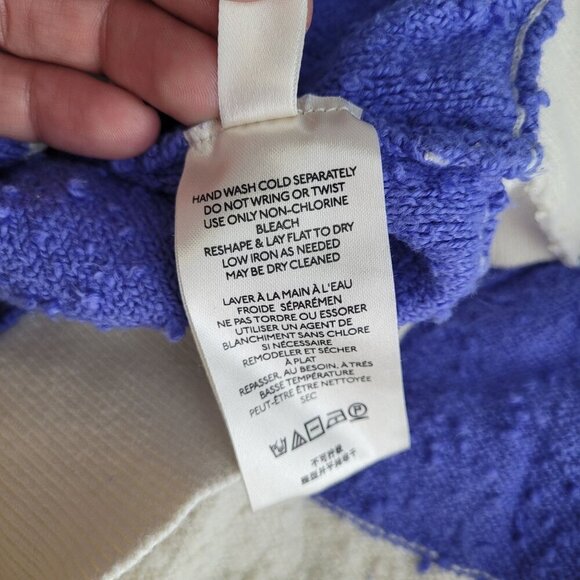 Free people womens small Found my friend Boucle Pullover blue white stripe knit - Picture 8 of 10